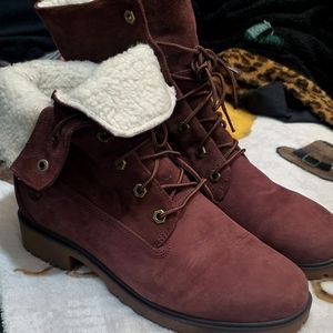 Timberland Women's Jayne Waterproof Fold Down Leather Boots A1SGJ